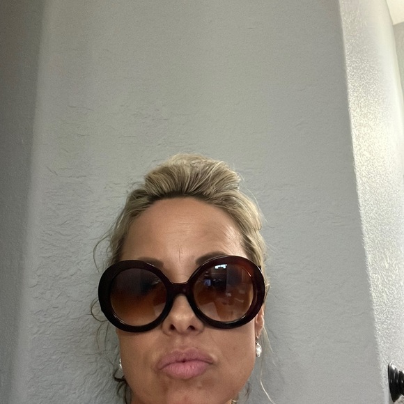 Brown round large Fashion sunglasses - Picture 5 of 5